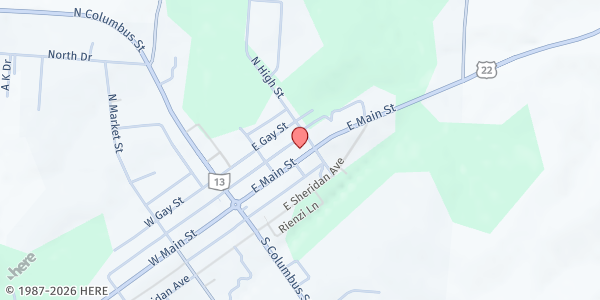 Map showing Somerset Area Food Pantry at 139 East Main Street, Somerset, OH