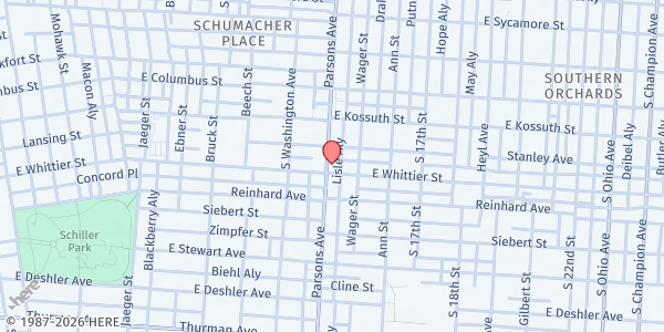 Map showing Church & Community Development for All People at 946 Parsons Avenue, South Columbus, OH