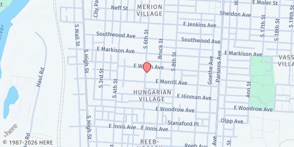 Map showing Community Blessings Food Pantry at 1600 South 6th Street, South Columbus, OH