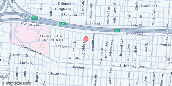 Map showing Community Kitchen - Columbus at 640 South Ohio Avenue, South Columbus, OH