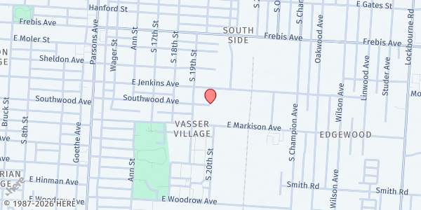 Map showing Impact Community Action - South Columbus at 711 Southwood Avenue, South Columbus, OH