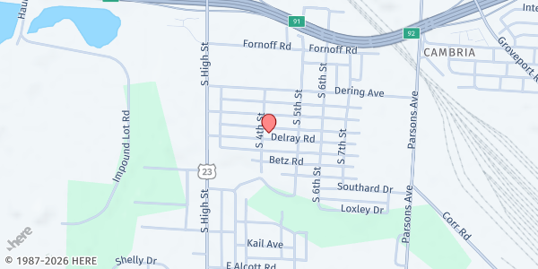 Map showing Power for Change - South Columbus at 106 Delray Road, South Columbus, OH
