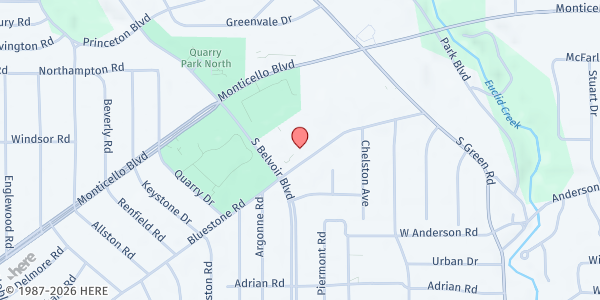 Map showing South Euclid United Church of Christ at 4217 Bluestone Rd, South Euclid, OH