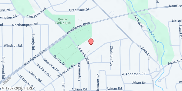 Map showing South Euclid United Church of Christ at 4217 Bluestone Rd, South Euclid, OH