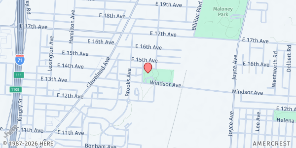 Map showing Douglas Community Center - Mobile Market at 1250 Windsor Avenue, South Linden, OH
