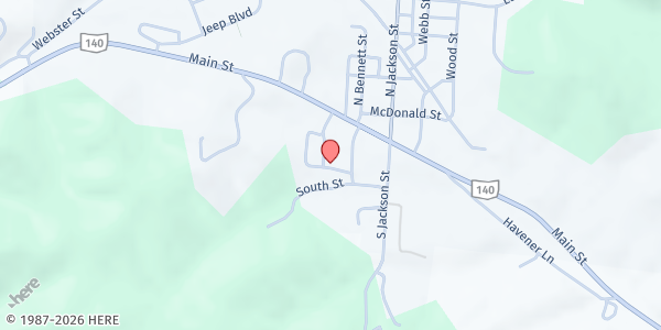 Map showing South Webster Food Pantry at 8 Potts St, South Webster, OH