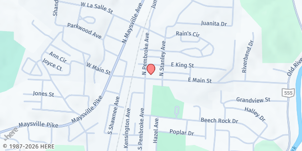 Map showing South Zanesville UMC Pantry at 53 E Main St, South Zanesville, OH