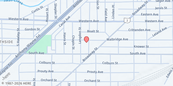 Map showing Saint Lucas Lutheran Church at 745 Walbridge Avenue, Southside, OH