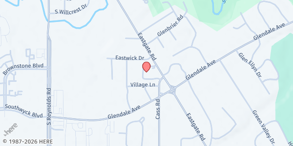 Map showing Church of the Cross Food Pantry at 1750 Eastgate Road, Southwyck, OH