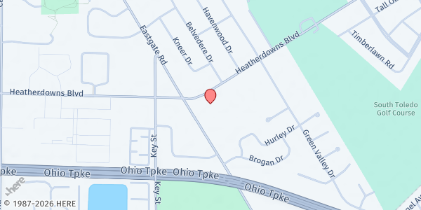 Map showing Saint Patrick's Of Heatherdowns Catholic Parish at 4201 Heatherdowns Boulevard, Southwyck, OH