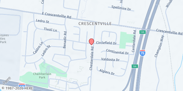 Map showing Lincoln Heights Valley Boosters - Springdale Distribution Site at 12095 Chesterdale Road, Springdale, OH