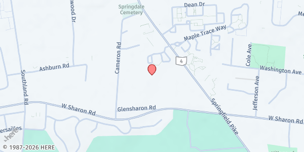 Map showing Tri-County S.O.U.L. Ministries at 11177 Springfield Pike, Springdale, OH