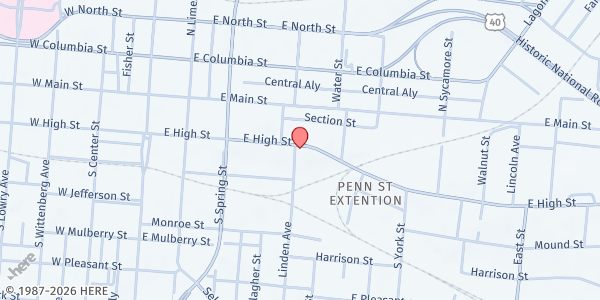Map showing Christ Episcopal Church Pantry at 409 E. High St, Springfield, OH
