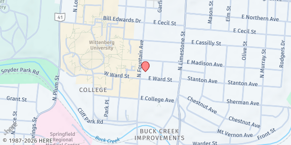 Map showing Good Shepherd Lutheran Church at 712 N Fountain Ave, Springfield, OH