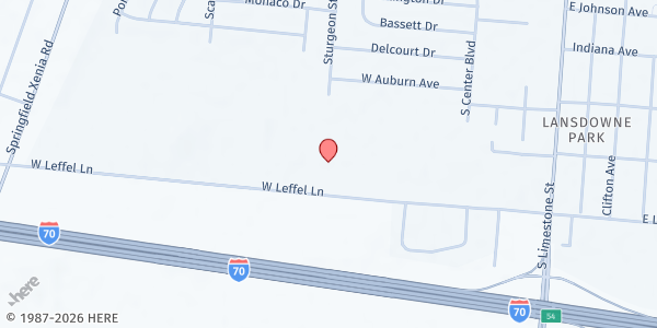 Map showing Greater Grace at 380 W Leffel Ln., Springfield, OH