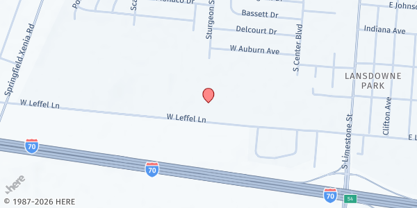 Map showing Greater Grace Temple Outreach at 380 W Leffel Ln., Springfield, OH