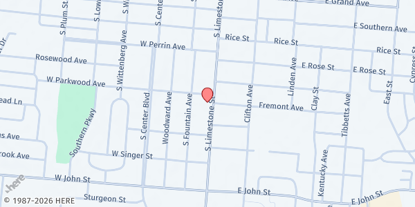 Map showing Southside Food Pantry at 1603 South Limestone Street, Springfield, OH