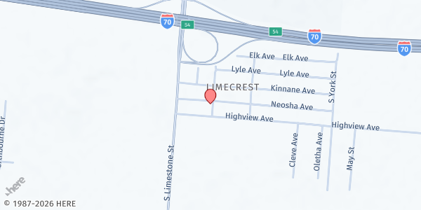 Map showing The Living Well Lighthouse at 151 Neosha Ave, Springfield, OH