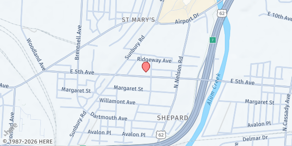 Map showing Total Life Ministries at 2260 East 5th Avenue, St. Mary's, OH