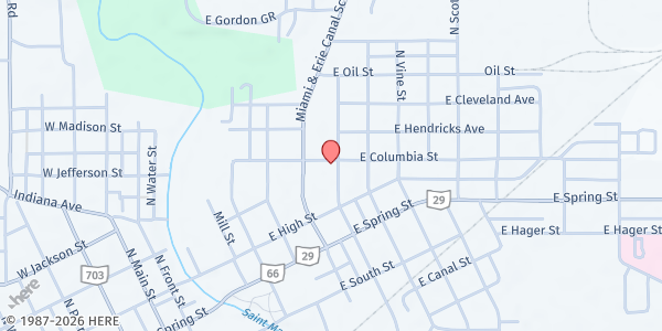 Map showing Grace Community Dinner at 237 N Pine St, St. Marys, OH