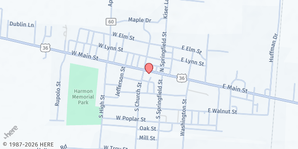 Map showing St Paris Federation of Church at 135 W Main St, St Paris, OH