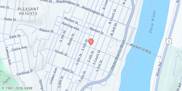 Map showing Bread & Roses - St. Paul Episcopal at 415 Adams Street, Steubenville, OH