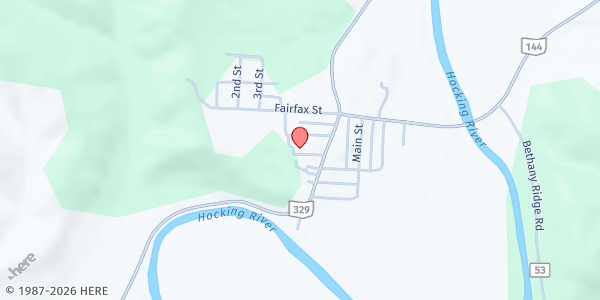 Map showing Federal Valley Resource Center Food Pantry at 8225 Ohio 329, Stewart, OH