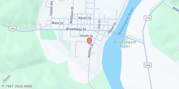 Map showing Stockport United Methodist Church at Stockport United Methodist Church, Stockport, OH