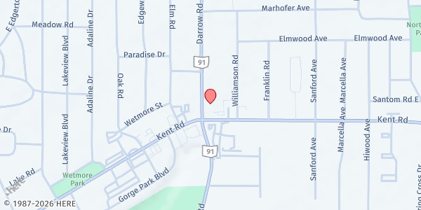 Map showing First Christian Church of Stow at 3493 Darrow Rd., Stow, OH