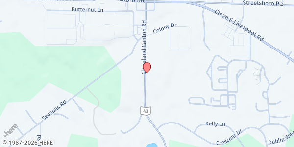 Map showing Streetsboro Community Pantry at 8940 State Rt 43, Streetsboro, OH