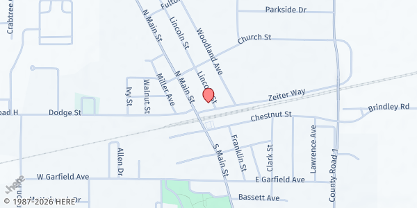 Map showing Swanton Christian Food Pantry McQuade Law Office at 105 Lincoln Avenue, Swanton, OH