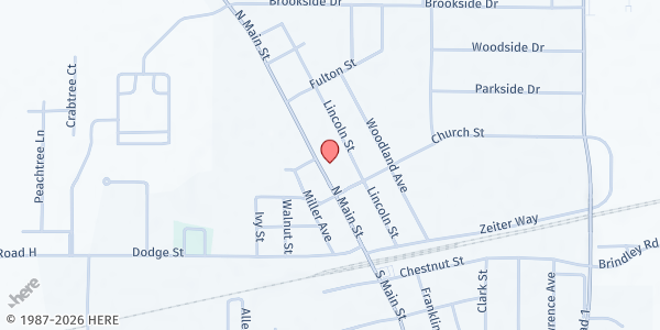 Map showing Trinity United Methodist Church at 210 North Main Street, Swanton, OH