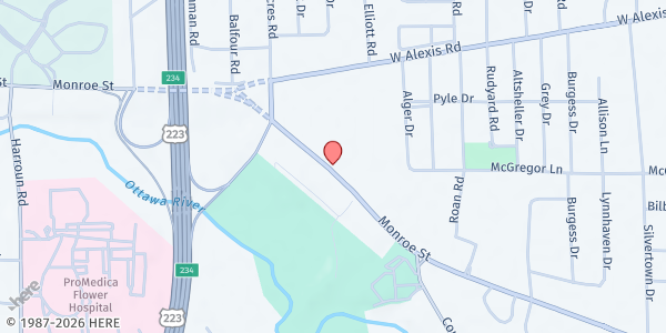 Map showing Olivet Lutheran Church at 5840 Monroe Street, Sylvania, OH