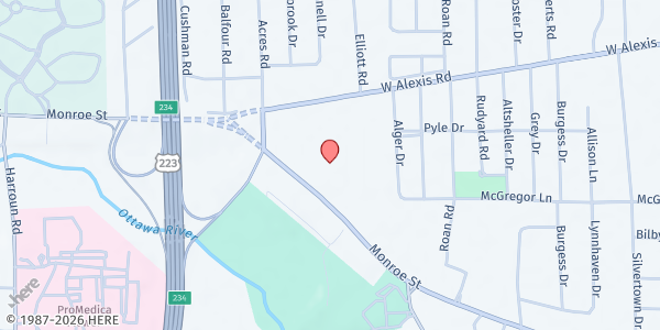 Map showing Olivet Lutheran Church Christian Life Center at 5840 Monroe Street, Sylvania, OH