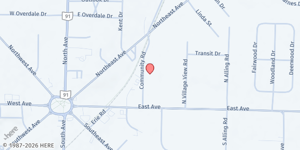 Map showing Tallmadge Good Neighbors at 74 Community Road, Tallmadge, OH