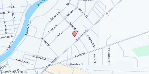 Map showing Salvation Army - Tiffin Food Pantry & Meal Site at 505 E. Market St., Tiffin, OH