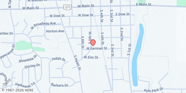 Map showing Needy Basket of So. Miami Co. at 330 A South Fifth St., Tipp City, OH
