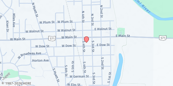Map showing Tipp City United Methodist Church at 8 West Main Street, Tipp City, OH