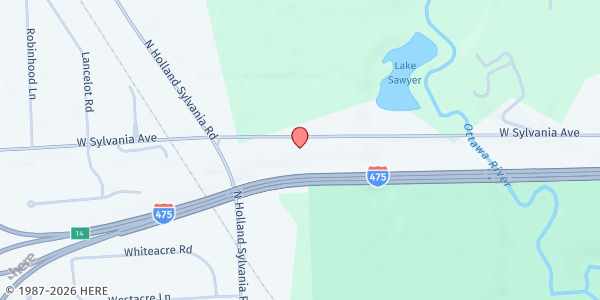 Map showing First Apostolic Church at 5701 West Sylvania Avenue, Toledo, OH