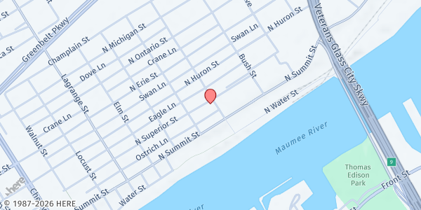 Map showing Friendly Center - Food Distribution Center at 1324 North Superior Street, Toledo, OH