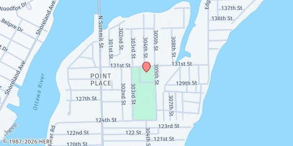 Map showing Friendship Park Senior Center at 2930 131st Street, Toledo, OH