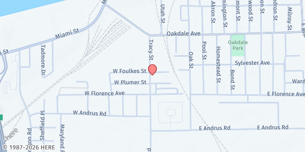 Map showing God's Instruments Church Outreach - East Toledo at 1705 Tracy St., TOLEDO, OH