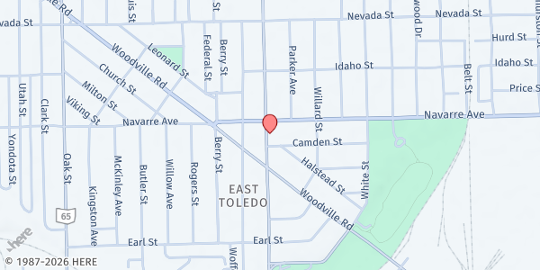 Map showing God's Instruments Outreach & Food Pantry at 817 E. Broadway St., Toledo, OH