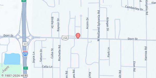 Map showing Help Feed Toledo Area At Gateway Baptist Church at 6047 Dorr St., TOLEDO, OH