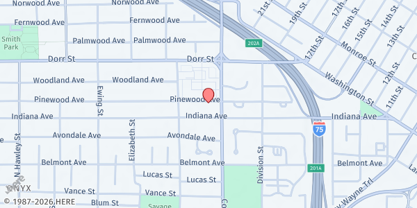 Map showing Hope Center (The Tabernacle Church) at 531 Pinewood Ave., Toledo, OH