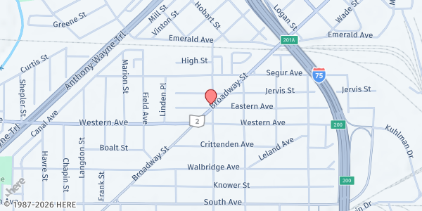 Map showing Immaculate Conception Catholic Parish at 1102 Broadway St., TOLEDO, OH