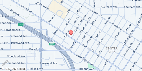 Map showing Islamic Food Bank of Toledo at 1804 Monroe St, Toledo, OH