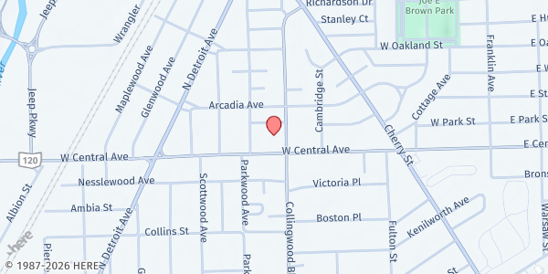 Map showing Kent Library at 3101 Collingwood Boulevard, Toledo, OH