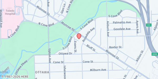 Map showing Monroe Street Neighborhood Center - Food Distribution Center at 3613 Monroe St, Toledo, OH