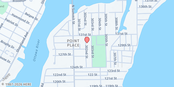 Map showing Mustard Seed Outreach Ministry - Feed Your Neighbor Program at 5420 302nd St, TOLEDO, OH